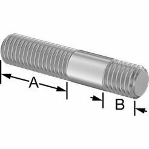 Bsc Preferred Threaded on Both Ends Stud 18-8 Stainless Steel M10 x 1.5mm Size 26mm and 10mm Thread Len 50mm Long 5580N217